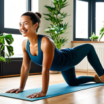 Morning Productivity Boost**

A woman in comfortable, modest activewear, doing yoga in a bright, naturally lit home studio, surrounded by plants. Sunlight streams through the window. She is smiling and looks energized. "Perfect anatomy", "correct proportions", "natural pose", "well-formed hands", "proper finger count", "natural body proportions", fully clothed, appropriate attire, safe for work, professional, modest, family-friendly, healthy lifestyle, morning routine.

**