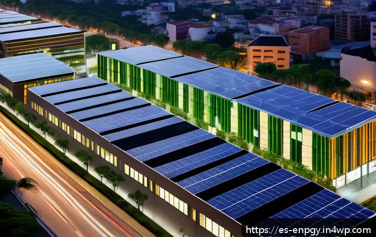 에너지 배분 최적화의 미래 전망 - A vibrant urban neighborhood in Latin America at dusk, showcasing smart grid technology in action: s...